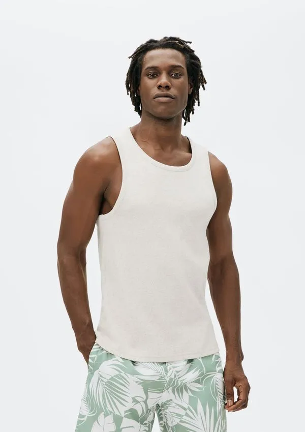 Regata Masculina Regular Em Ribana Canelada - Off white G