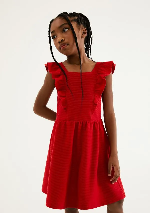 Vestido Infantil Com Babados - Vermelho 008