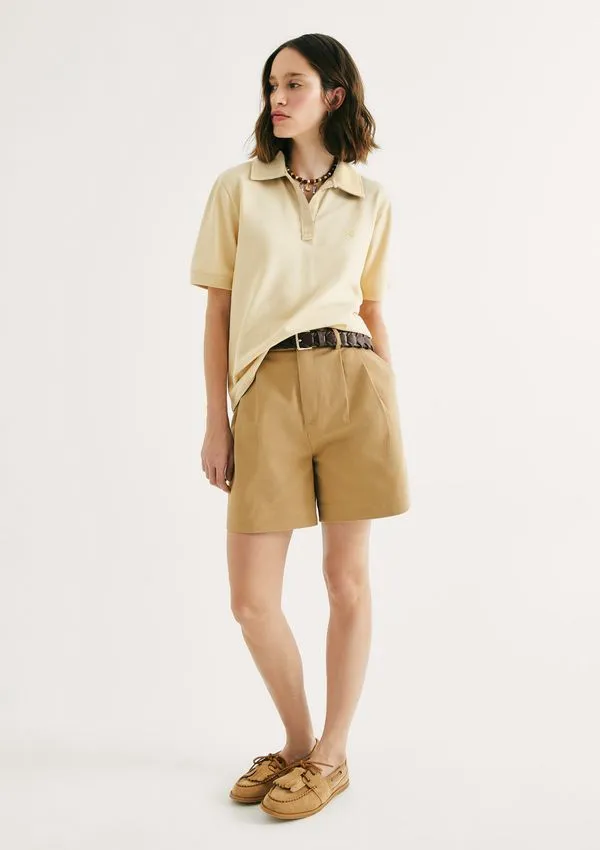 Shorts Feminino Reto Em Alfaiataria - Bege 044