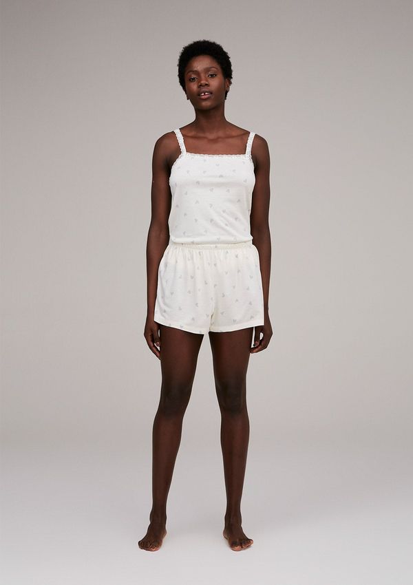 Pijama Curto Feminino Estampado - Off White M