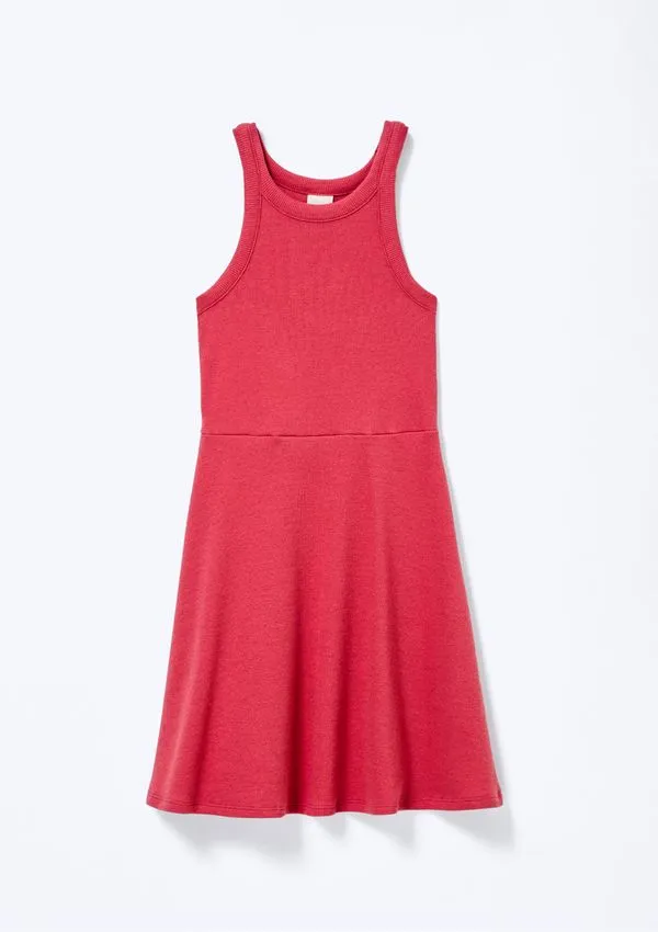 Vestido Infantil Curto Canelado - Vermelho 005
