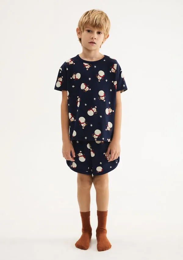 Pijama Infantil Unissex Estampado - Azul 008