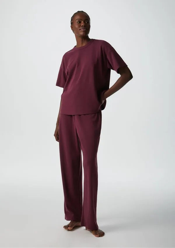 Pijama Longo Feminino Em Interlock - Vermelho XP