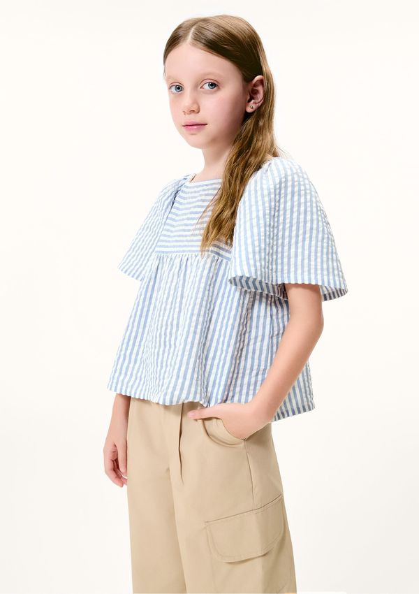 Blusa Infantil Menina Anarruga Fio Tinto Godê - Azul 008