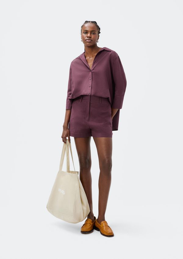 Shorts Feminino Alfaiataria Com Linho - Roxo 034