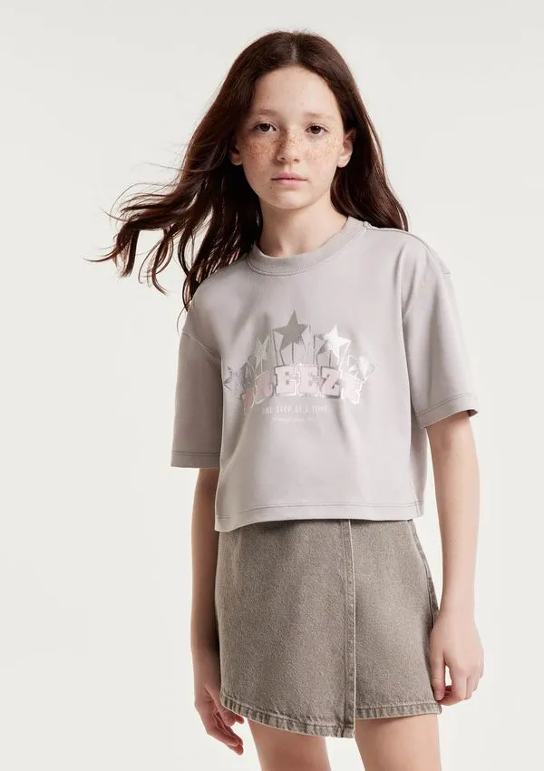 Blusa Infantil Menina Super Cotton Estampada - Cinza 010
