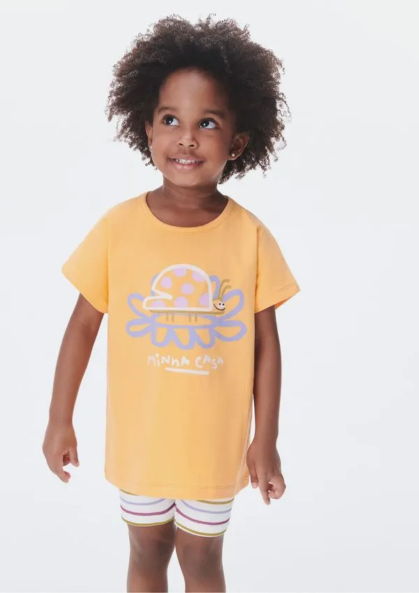 Conjunto Curto Infantil Menina Toddler - Laranja 003