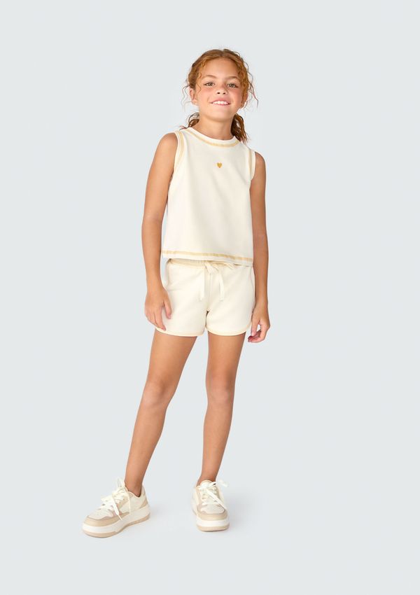 Conjunto Curto Infantil Menina Em Moletinho - Amarelo 006