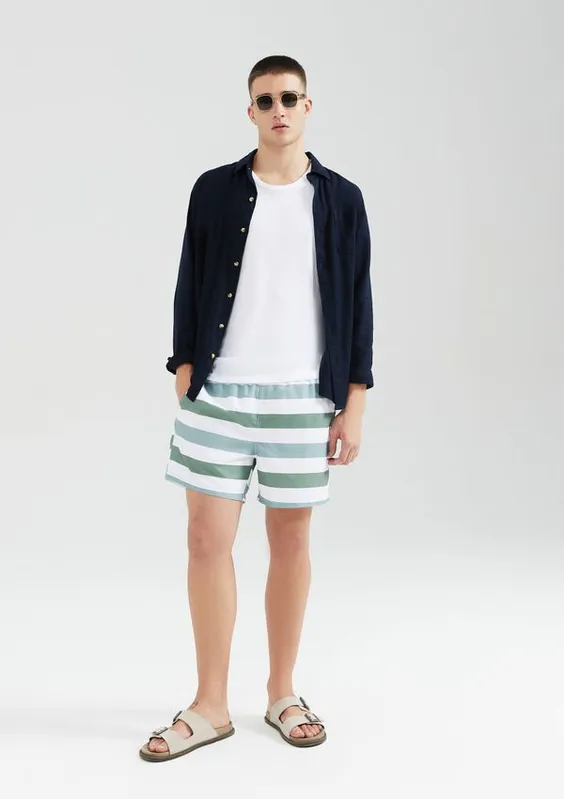 Shorts Praia Masculino Estampado - Verde XG