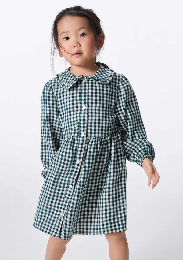 Vestido Infantil Fio Tinto Xadrez - Verde 003