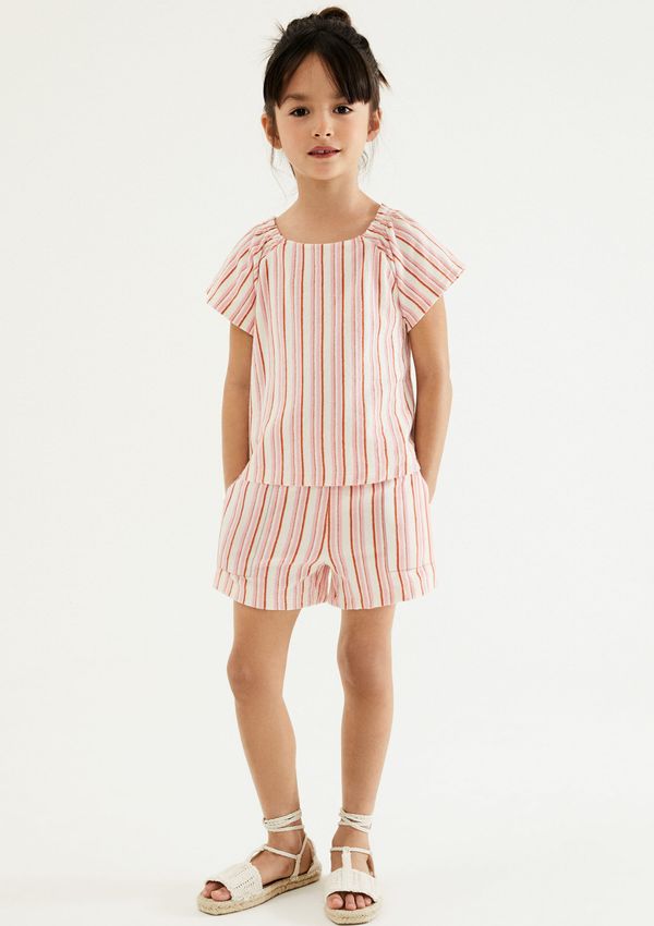 Shorts Infantil Menina Fio Tinto Listrado - Rosa 006