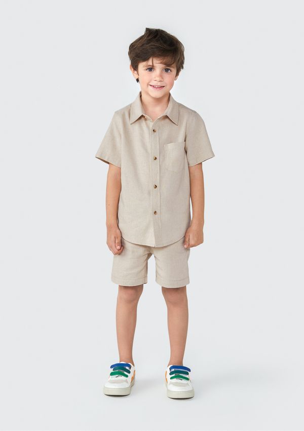Bermuda Infantil Menino Toddler Com Linho - Cinza 001