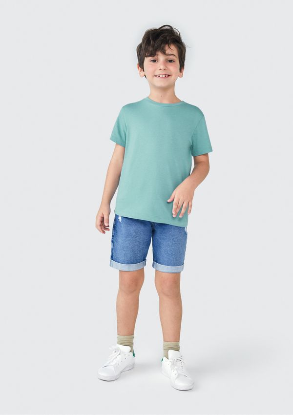 Camiseta Básica Infantil Menino Manga Curta Slim - Verde 014