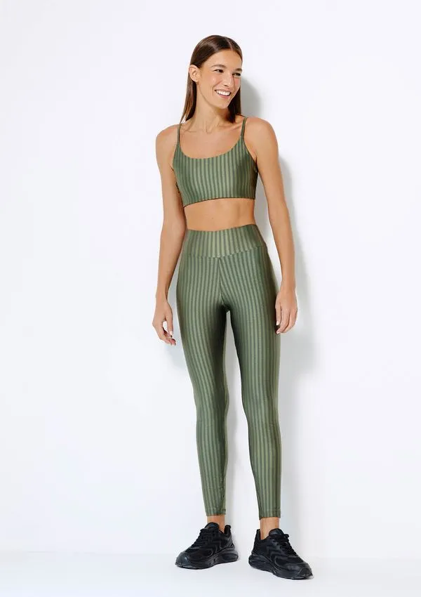 Calça Legging Esportiva Feminina Com Brilho E Proteção UV 50+ - Verde XG