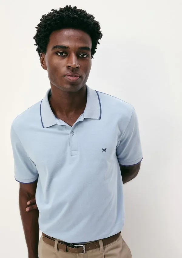 Camisa Polo Básica Masculina Super Cotton Com Bordado - Azul M