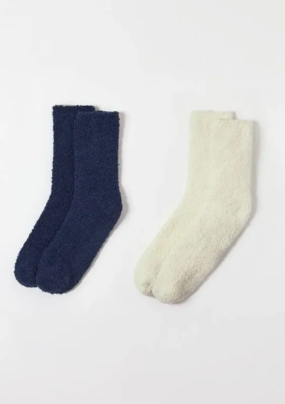 Kit 2 Pares De Meias Unissex Cano Longo Estampadas Em Fleece - Multicolorido P