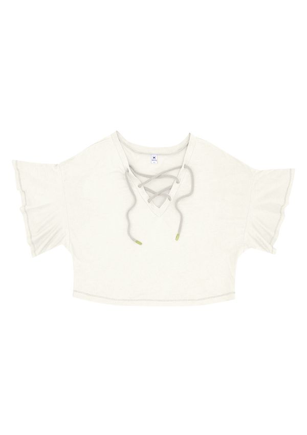 Blusa Feminina Decote Em V Com Amarração - Off White G