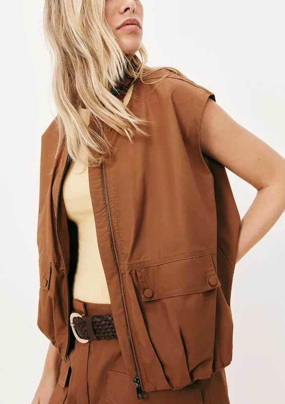 Colete Feminino Cargo Empapelado - Marrom M