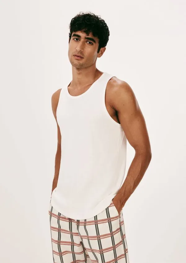 Regata Masculina Regular Ribana Canelada - Off white G
