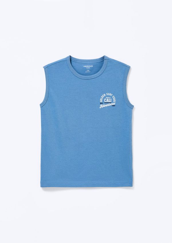 Regata Infantil Menino Em Malha Com Estampa - Azul 012