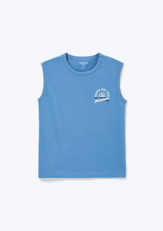 Regata Infantil Menino Em Malha Com Estampa - Azul 006