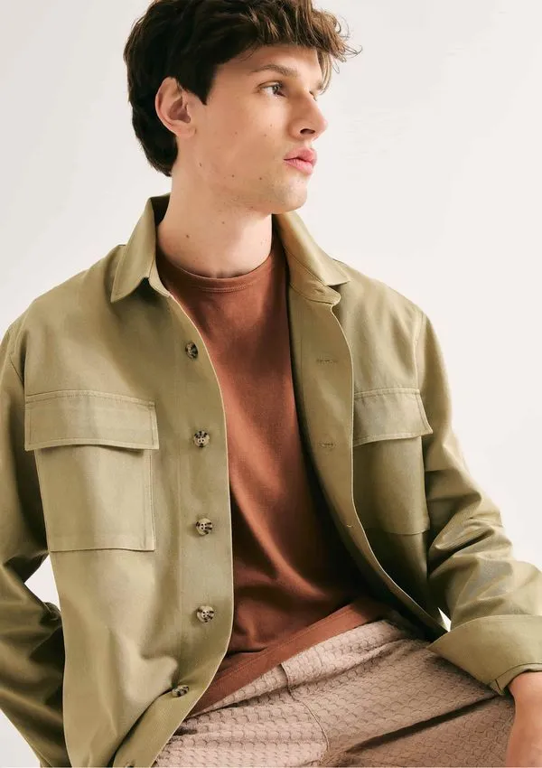 Camisa Masculina Manga Longa Em Sarja - Verde M