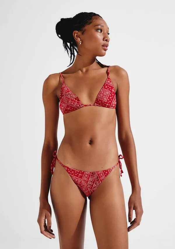 Top Biquíni Cortininha Estampado Com Fio LYCRA® - Vermelho M