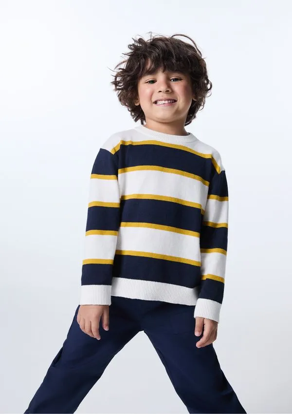 Blusão Infantil Menino Tricô e Jacquard - Azul 003