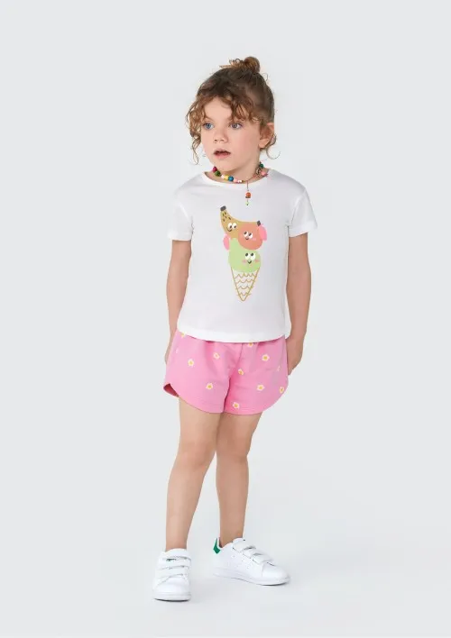 Shorts Infantil Menina Toddler Estampado - Rosa 004
