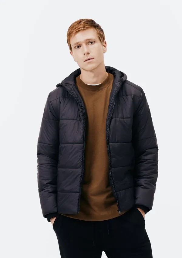 Jaqueta Básica Masculina Puffer Com Capuz - Preto M