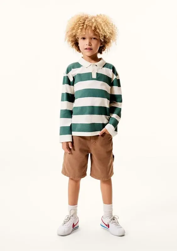 Bermuda Infantil Menino Em Sarja - Marrom 006