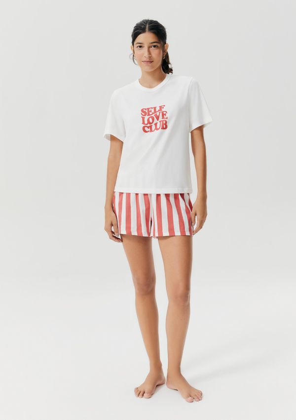 Pijama Curto Feminino + Saquinho - Off white XG