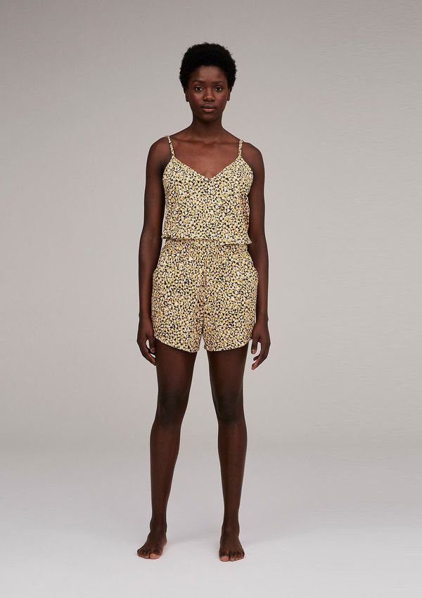 Pijama Feminino Curto Com Regata Shorts Estampado - Amarelo XP