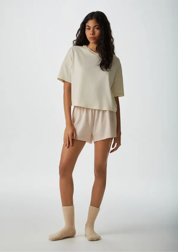 Pijama Curto Feminino Box Estampado - Rosa G