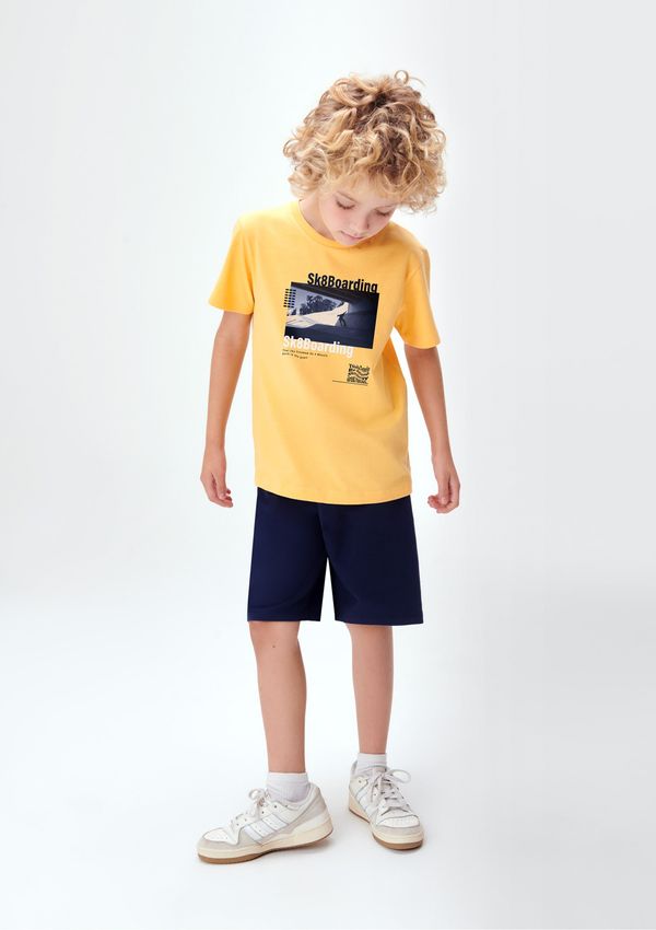 Conjunto Infantil Menino Curto Com Estampa - Amarelo 014