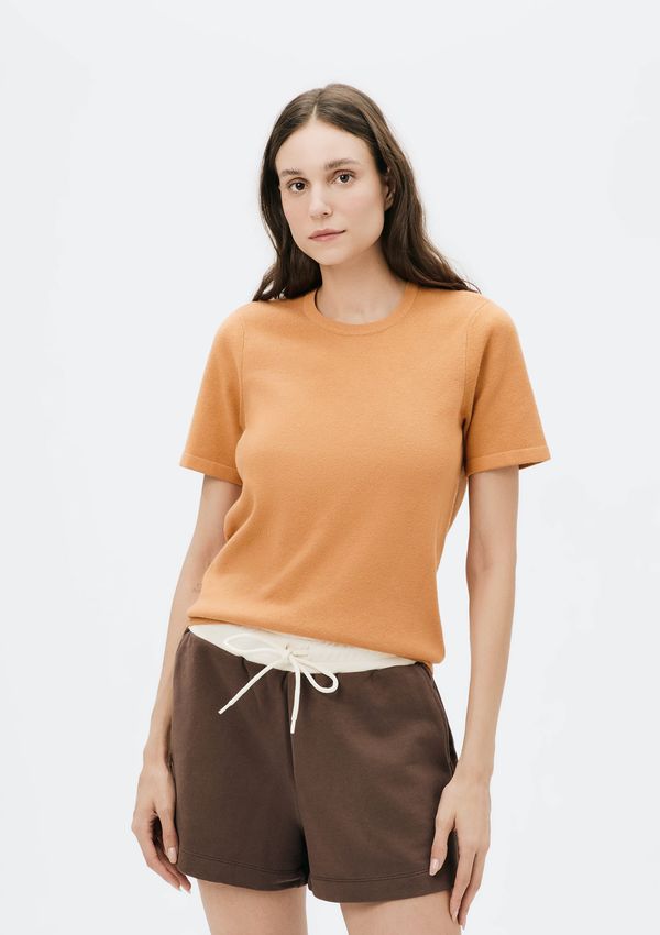 Blusa Feminina Manga Curta Em tricô - Laranja M