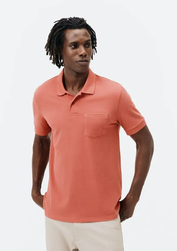 Camisa Polo Básica Masculina Em Piquet Com Bolso - Vermelho XG
