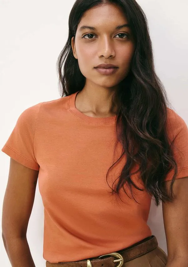 Camiseta Básica Feminina Slim World - Laranja XP