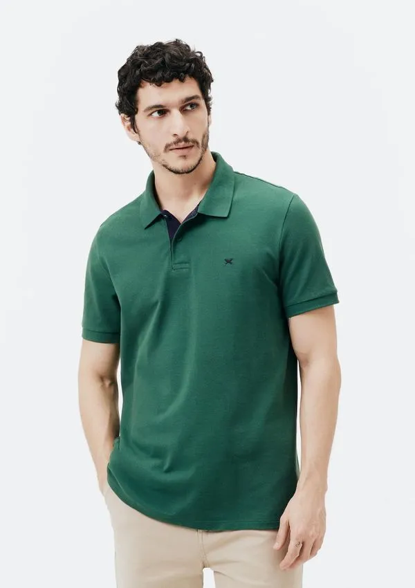 Camisa Polo Básica Masculina Em Piquet Com Bordado - Verde G
