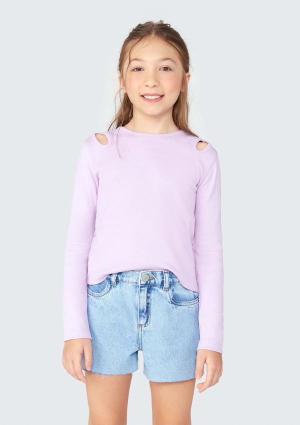 Blusa Infantil Menina Em Ribana Canelada - Roxo 012