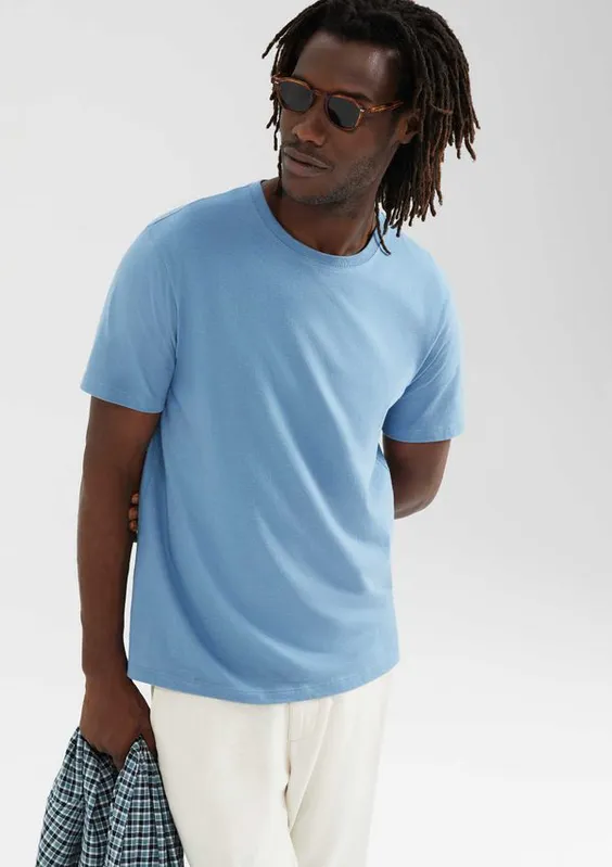 Camiseta Básica Unissex Manga Curta Regular World - Azul P
