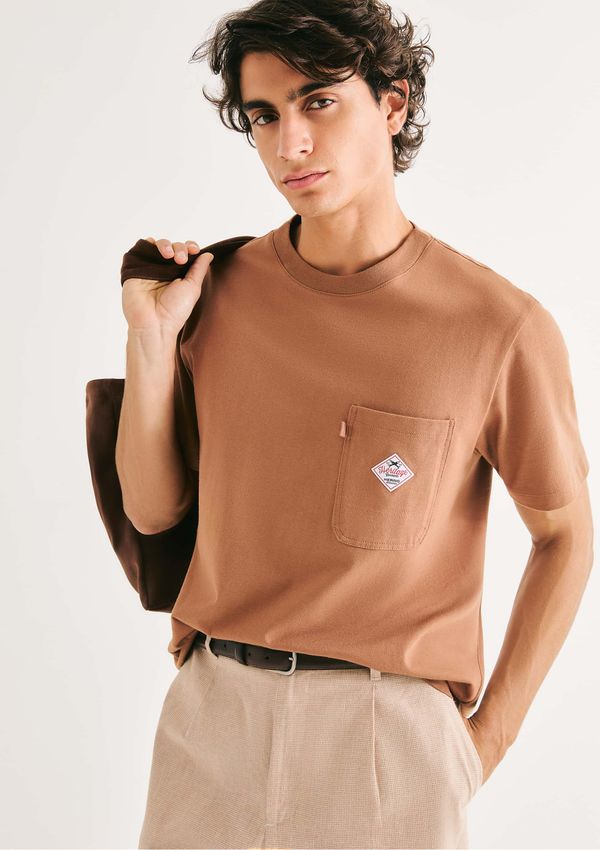 Camiseta Masculina Comfort Em Algodão - Marrom XG
