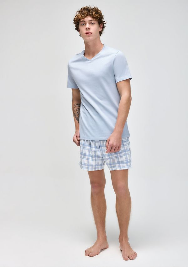 Pijama Curto Masculino Com Samba Canção - Azul G
