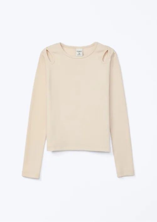 Blusa Infantil Menina Em Ribana Canelada - Nude 006