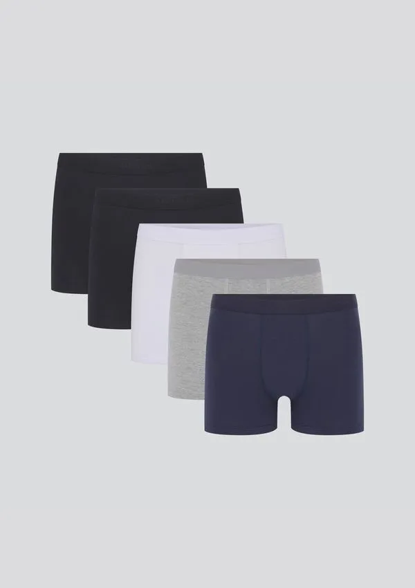 Kit 5 Cuecas Boxer Em Malha - Multicolorido M