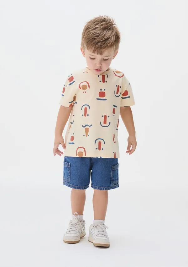 Bermuda Jeans Cargo Infantil Menino Toddler - Azul 003