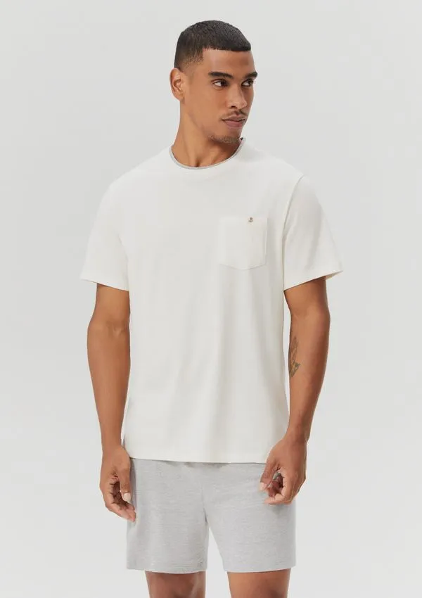 Pijama Curto Masculino Com Bolso - Off white G