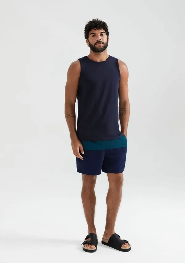 Shorts Praia Masculino Com Recortes - Azul P