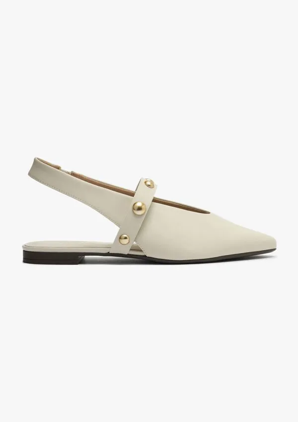 Sapatilha Slingback Tachas - Creme 040