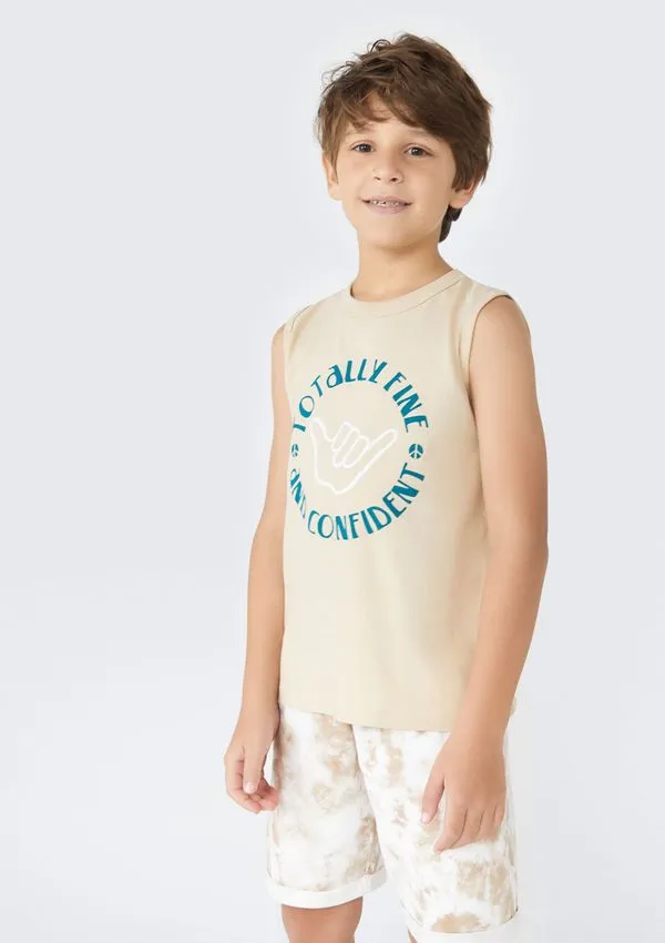 Conjunto Regata Menino Infantil Com Estampa - Bege 014
